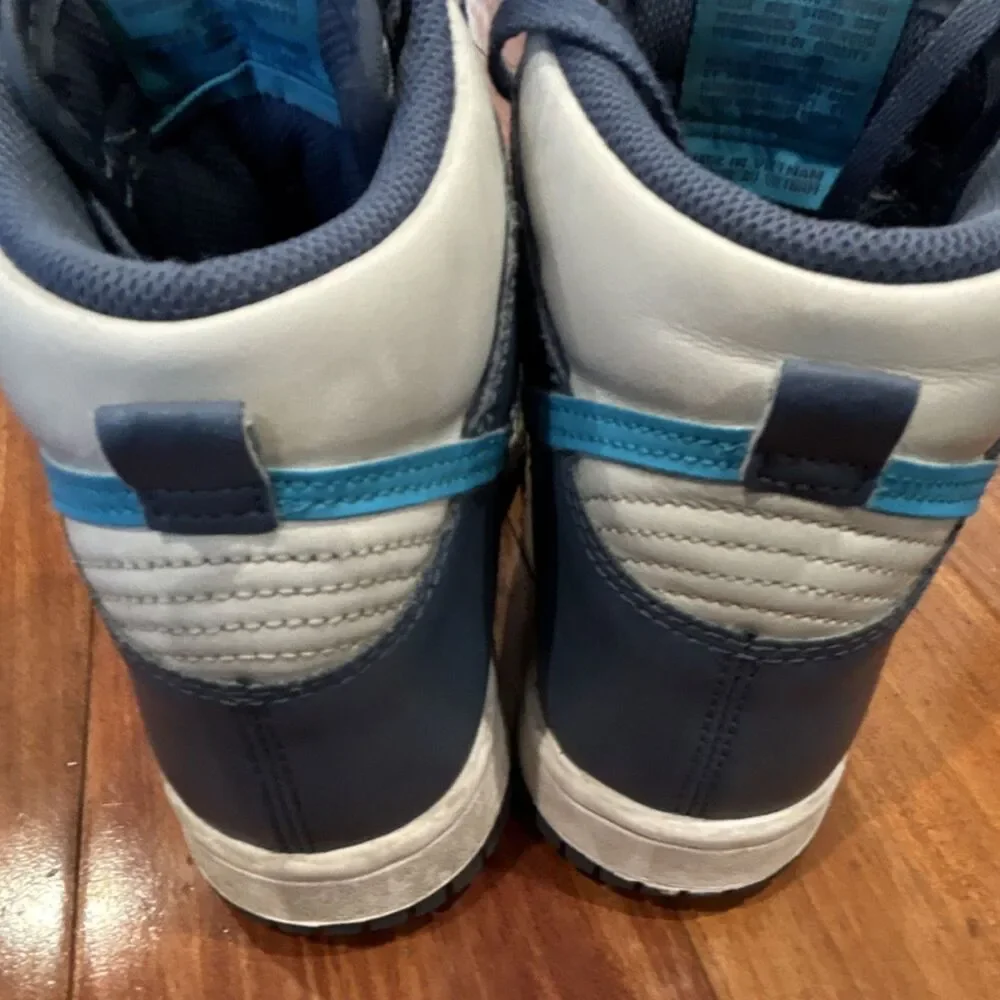 Nike Dunk Boys Blue & White High Top Leather Sneakers size 5